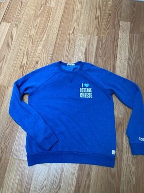 Marine Layer Blue Graphic Crewneck Sweatshirt Size S “I Love Cottage Cheese”